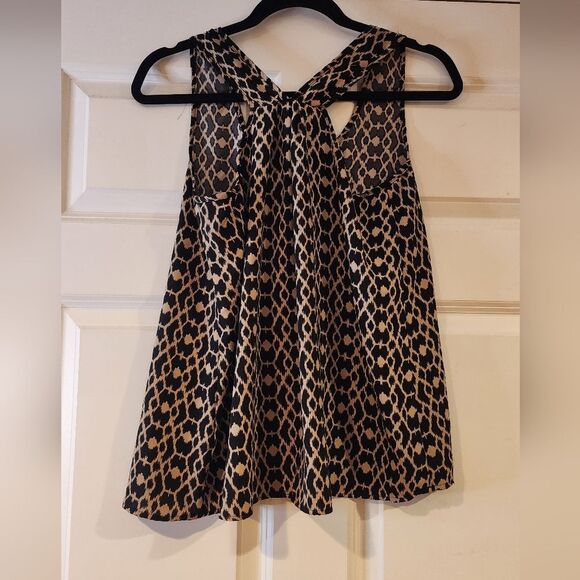 Pink Rose black and tan patterned sleeveless blouse M - Picture 4 of 4